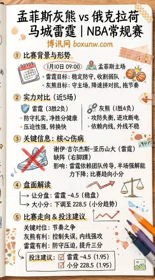 孟菲斯灰熊 vs 俄克拉荷马城雷霆 | NBA常规赛 | 前瞻分析与投注技巧