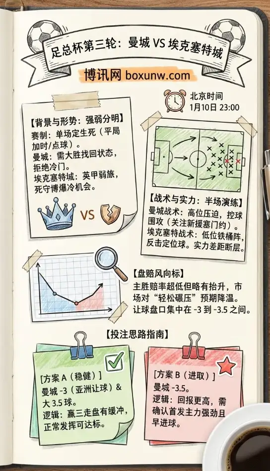 足总杯第三轮前瞻：曼城vs埃克塞特城——盘赔走向与投注思路